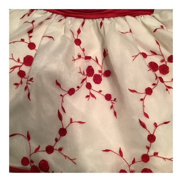 Bonnie Baby Dress White & Red Floral Embroidered Bow Back Size 3/6M - Picture 11 of 13